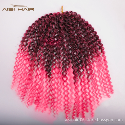 Aisi Hair Best Selling Wholesale Long Marly Bob Twisted Ombre Pink Dark Root Fiber Synthetic Crochet Braiding Hair Extensions